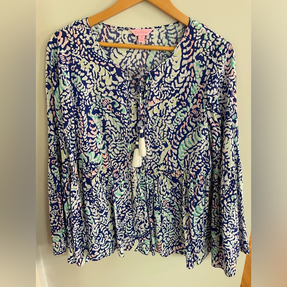 Lily Pulitzer Kahli Tassel Tie Blouse
